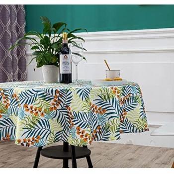 DALINA TEXTIL Mantel de Mesa Antimanchas Redonda Estampado Hojales Multicolor Tejido Impermeable