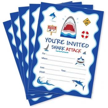 Tropical Shark Party Invitation Bundle