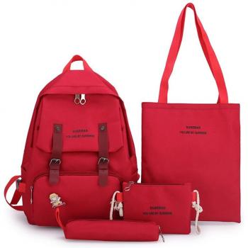 4Pcs Canvas Travel School Bag Set