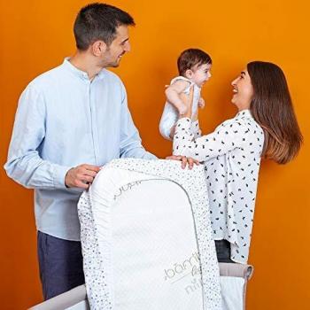 Draps Housse 50x83 Blanc-Pois Gris Tourterelle