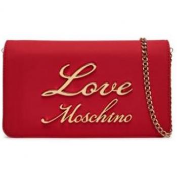 Borsa a tracolla rossa Love Moschino con logo e catena, modello JC4318PP0LKK0500