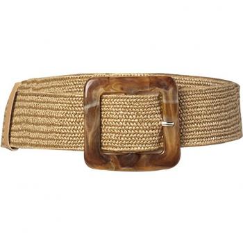Wide Braided Wood Belt with Buckle