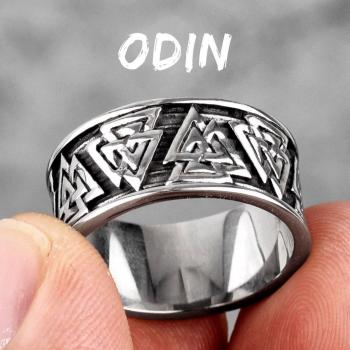 Edelstahl Herrenring mit Odin Dreieck Symbol