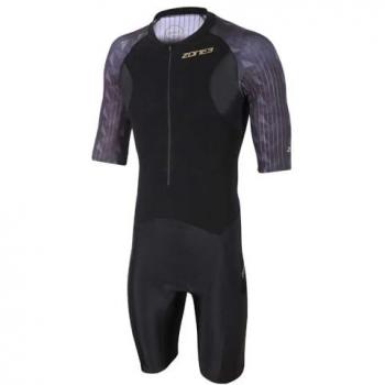 Combinaison de triathlon Zone3 Lava Aero à manches courtes noir gris blanc