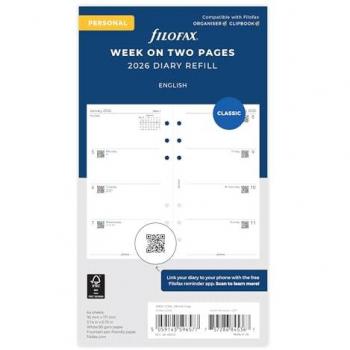 Filofax 2026 Personal Week Calendar Refills – Model 68421