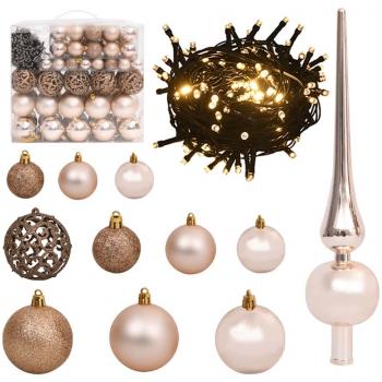 Boules de Noël Doré Rose 120pcs avec LED 300 et pic – Vidaxl781364
