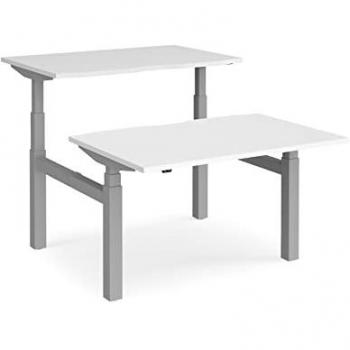 Elev8 Touch 2-Person Back-to-Back Electric Sit-Stand Desk (1200mm x 1650mm), Silver Frame