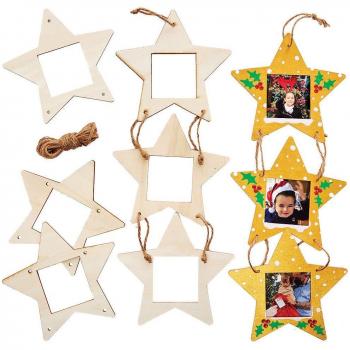 Trio of Stars Wooden Photo Frames (Pack of 4) Art Project Kit