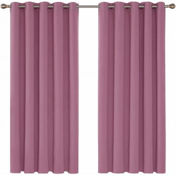 Deconovo Verdunkelungsgardine Ösenvorhang 183x168 cm Rosa 2er Set