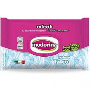 100 SALVIETTE PER CANI E GATTI INODORINA REFRESH TALCO