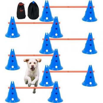 Juego de Agilidad para Perros con 12 Conos y 6 Varillas