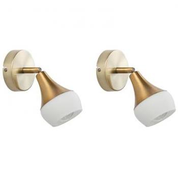 Beliani Wandleuchten-Set Antler, 2er Set, verstellbar, goldene Metallglocken im Industrie-Look