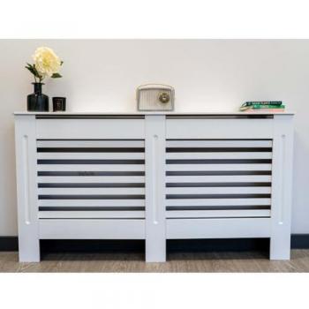 White Horizontal Slat Radiator Cover