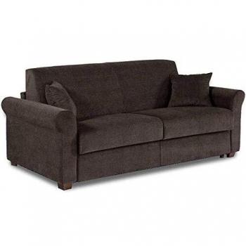 Canapé lit 3 places ROMANTICO Microfibre Marron Convertible 140 cm Système Rapide Sommier à Lattes