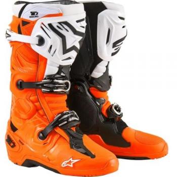 Bottes de motocross Alpinestars Tech 10 Enduro Orange Fluo-Noir-Blanc Taille 47