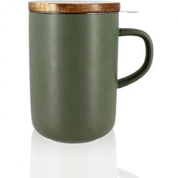 Ogo Living Tasse „Juliet“ – 475 ml Steinzeug mit Holzdeckel