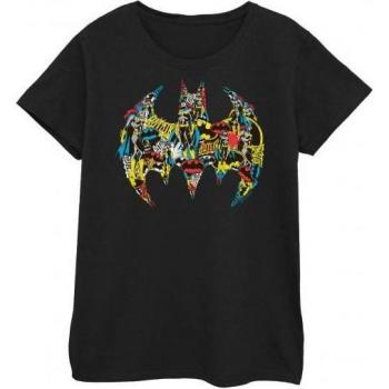 DC Comics Ladies Batgirl Logo Collage Cotton T-Shirt
