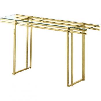 Romimex Acciaio Inossidabile Dorata con Vetro Temperato 140×78×40 cm