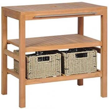 VidaXL Teak Bathroom Cabinet with 2 Baskets 74x45x75 cm