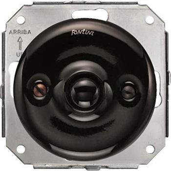 Bouton Poussoir Noir en Porcelaine FONTINI 10A