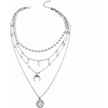 Handmade Multilayer Silver Necklace Y Pendant for Women 13MD