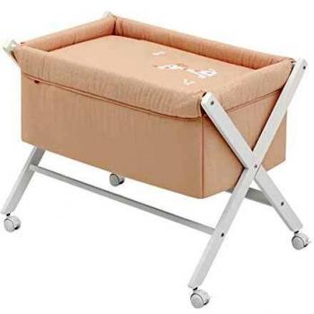 Minicuna Be Teckel de Madera 55x87x74 cm Melocotón y Blanco