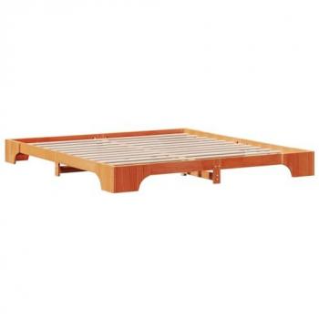 Wooden Bed Frame, Brown Wax Finish, 207x207x17cm – Vidaxl