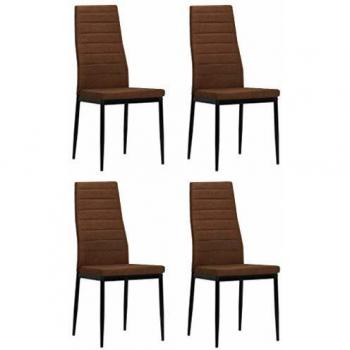 4 Brown Fabric Dining Chairs