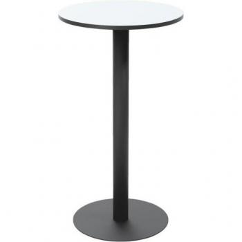 Table haute ronde avec finition stratifiée blanche