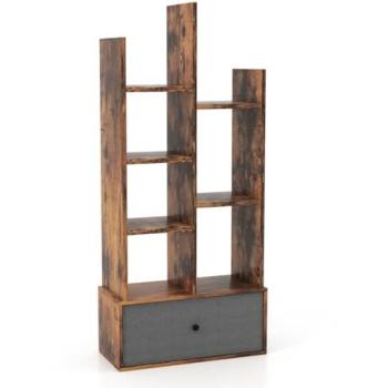 Étagère de rangement industrielle avec tiroir en tissu marron