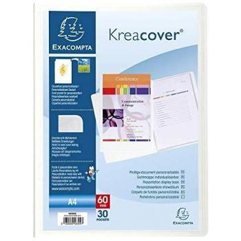 Exacompta Kreacover Collection Opaque Rigid PP Display Book, A4, 30 Pockets, White