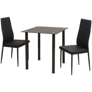 VidaXL CONJUNTO DE MESAS Y SILLAS DE COMEDOR DE TRES PIEZAS NEGRO