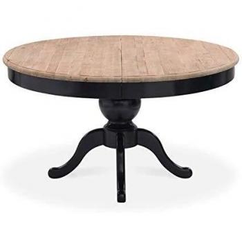Table en bois massif SIDONIE ronde extensible Noir
