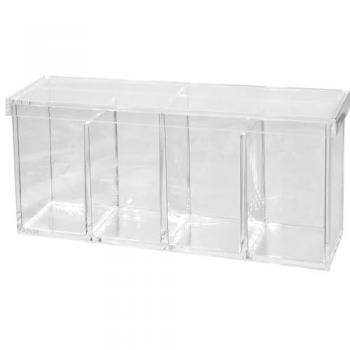 Fantasia Acryl-Make‑Up Stand mit Deckel – leere 4‑Fach-Aufbewahrung (22 × 7 × 10 cm)