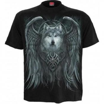 Spiral Wolf Spirit men's T shirt in Black