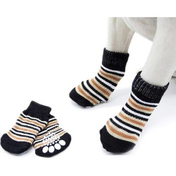 4Pcs Non-Slip Dog Booties and Knit Socks
