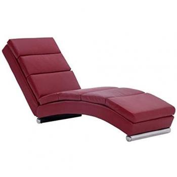 Chaise longue relax bordeaux en cuir synthétique