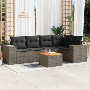 VidaXL 6-tlg. Gartenlounge-Set mit Kissen Grau Poly Rattan