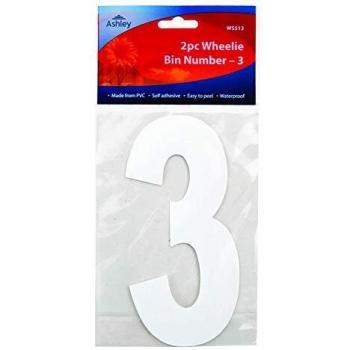 Wheelie Bin House Number 3 Sticker