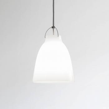 Fritz Hansen Suspension Caravaggio P2 verre opale Ø 25,8 cm avec câble textile gris