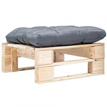 Repose-Pied en Bois Naturel avec Coussin de Jardin