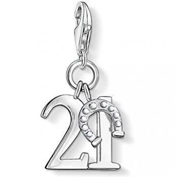 Charm Club Ciondolo Femminile Thomas Sabo in Argento 925 con Numero 21 e Ferro di Cavallo