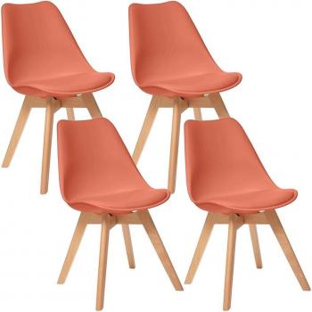WellHome Sillas de comedor terracota 48 x 55 x 81 cm (4 unidades)