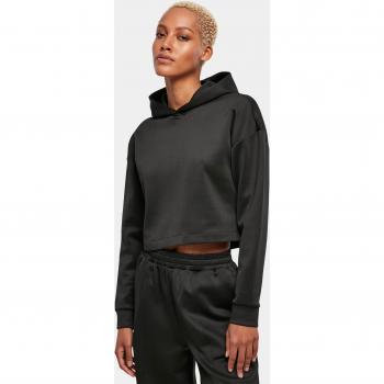 Damen Hoodie URBAN CLASSICS Short Scuba, schwarz, Größe L