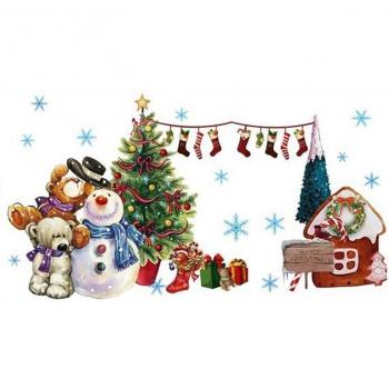 Santa & Owl Tree Snowflake DIY Window Decor Stickers (Navidad)