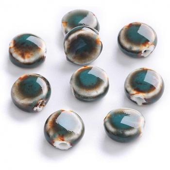 Céramique porcelaine : Perles plates & rondes – Set 10, 11 mm