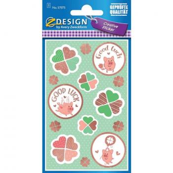 AVERY Zweckform ZDesign Good Luck Geschenksticker, 14 Bunte Sticker pro Bogen, 10 Bögen Packung