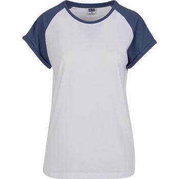 Urban Classics Damen T-Shirt Raglan-Style in Weiß und Blau, Größe M