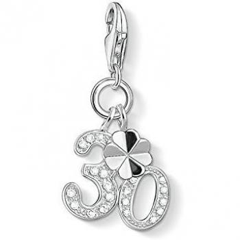 Colgante Charm Mujer Número 30 Trébol Plata de Ley 925