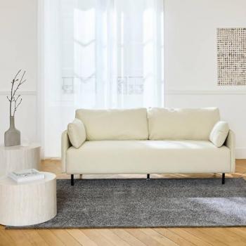 Sweeek Wohnkomfort 3‑Sitz – wasserfestes Creme-Polyester, Metallstabilität